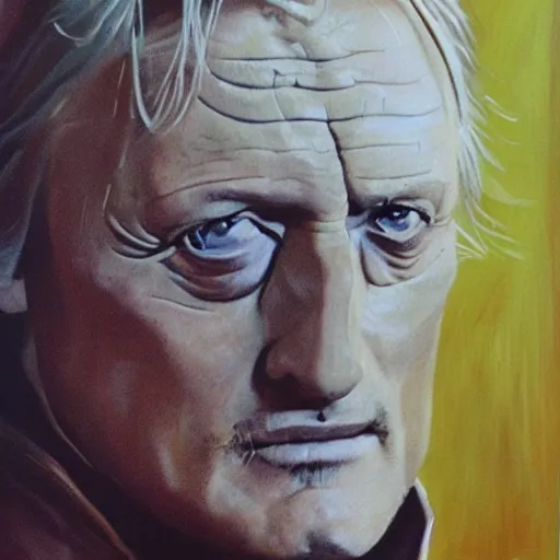 Image similar to portrait of rutger hauer, painting by salvador dali, concept art, masterpiece