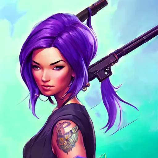 Image similar to beautiful female purple hair fantasy art apex fortnite Video game icon, 2d game art gta5 cover , official fanart behance hd artstation by Jesper Ejsing, by RHADS, Makoto Shinkai and Lois van baarle, ilya kuvshinov, rossdraws