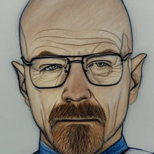 Image similar to walter white crayon drawing, drawn by a 3 - year - old