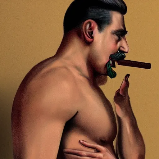 Prompt: lgbt art, tom of finland style, stalin, in ricardo milos bodu, art in 4 k, high quality