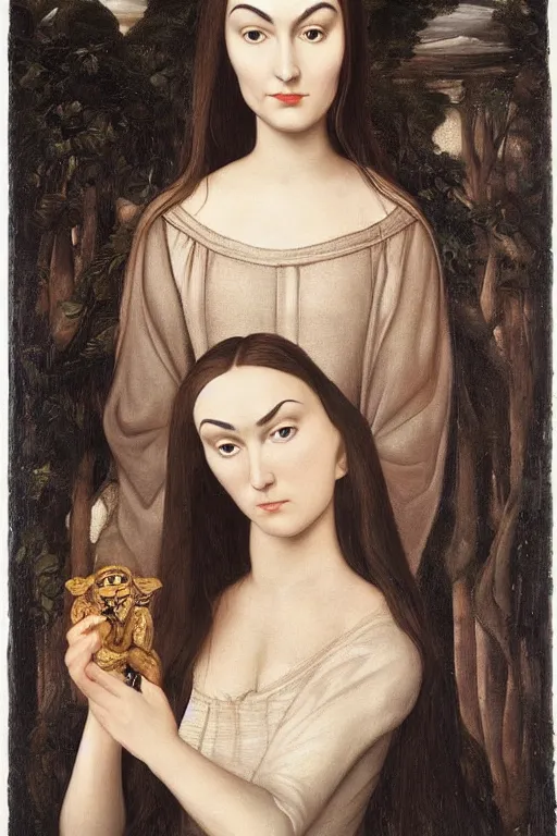 Image similar to beautiful face portrait of sasha grey as morticia addams, oil painting by nicholas hilliard, raphael, sofonisba anguissola