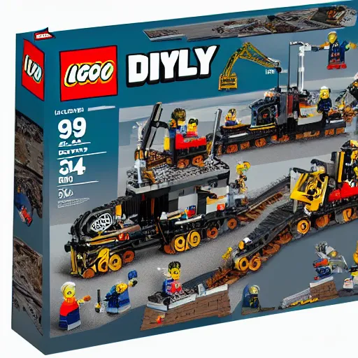 Prompt: coal mining themed Lego set