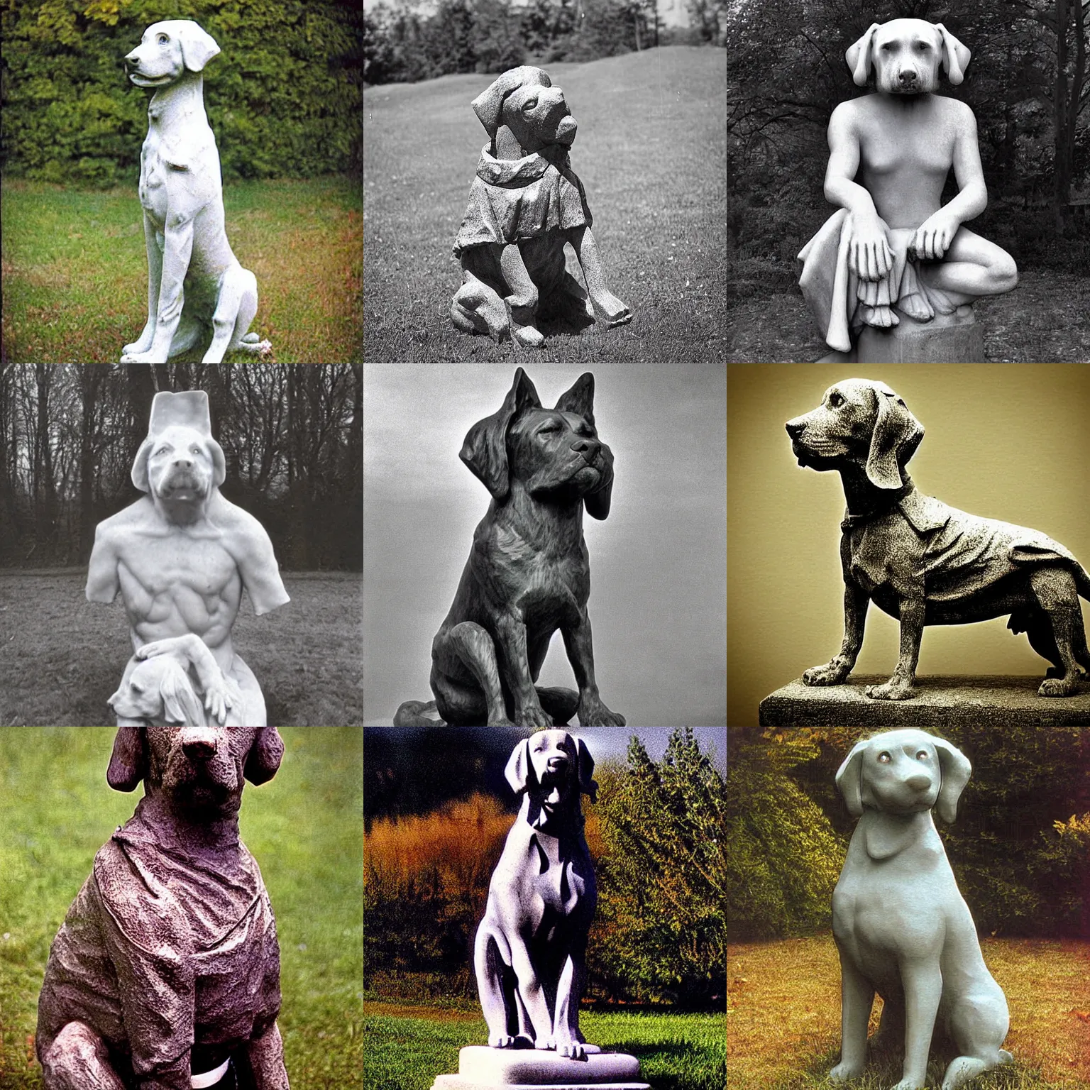 Prompt: creepy photograph of a statue of a dog taken in the 9 0's, extremely detailed, very scary, surreal