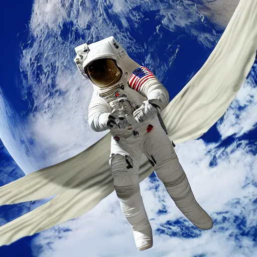 Prompt: photograph of an astronaut riding a white dragon