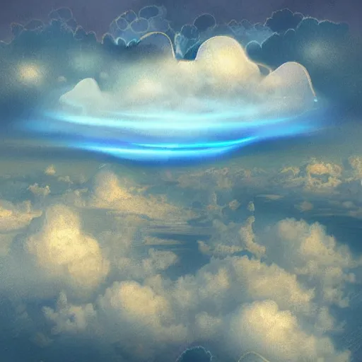 Image similar to flying city in the clouds, romanticism artwork