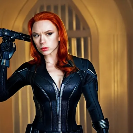 Image similar to tommy lee jones as black widow, photograph