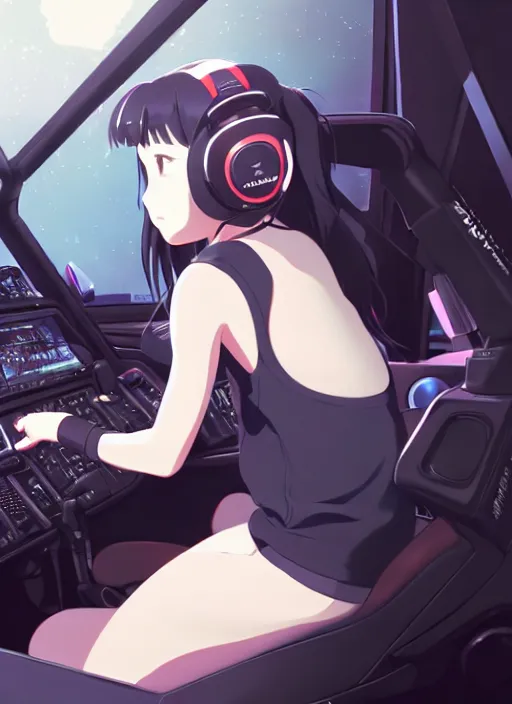 Prompt: portrait of girl driving on simracing simulator, personal room background, illustration concept art anime key visual trending pixiv fanbox by wlop and greg rutkowski and makoto shinkai and studio ghibli and kyoto animation, gtomega prime cockpit, symmetrical facial features, red headphones, fanatec csl dd, clubsport steering wheel formula