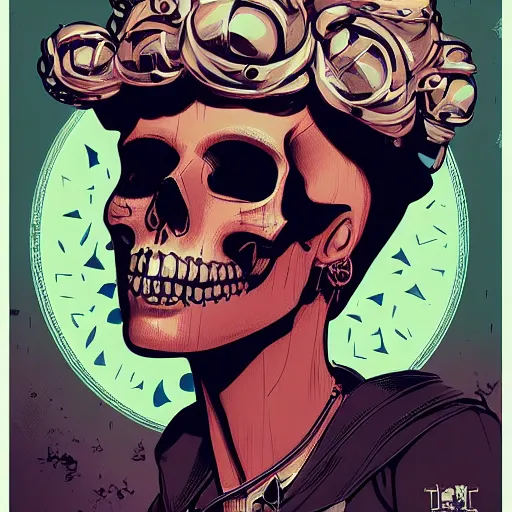 Image similar to portrait skull girl by petros afshar, tom whalen, laurie greasley, jc leyendecker and singer sargent