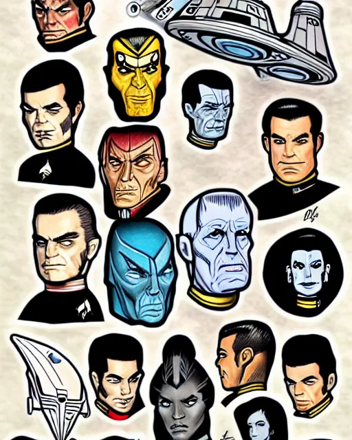 Image similar to tattoo flash art of star trek characters