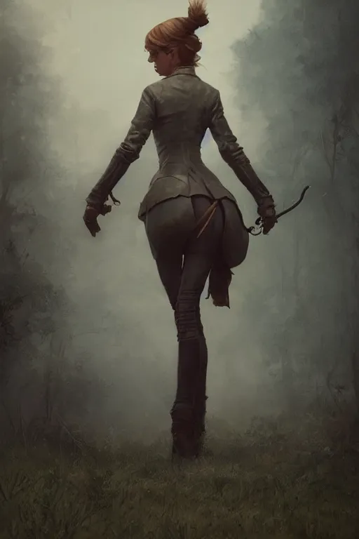 Prompt: hyper realistic photo of victorian hunter girl full body, cinematic, artstation, cgsociety, greg rutkowski, brom