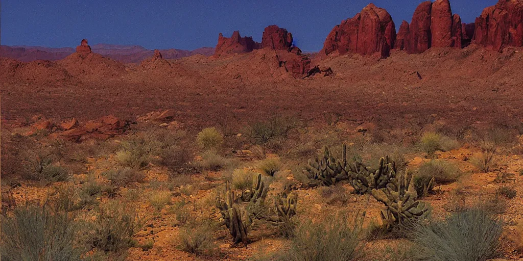 Prompt: Arizona desert, the passage of time, Beautiful Lighting, by Michael William Kaluta