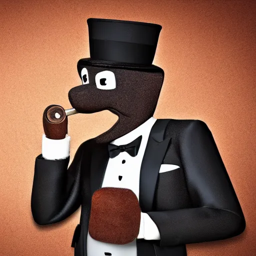 Prompt: an anthropomorphic car smoking a cigar, wearing a tuxedo, 4 k