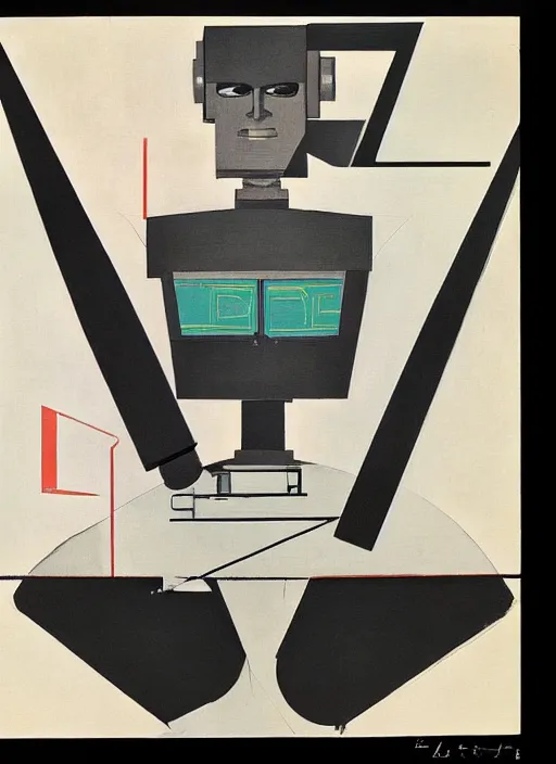 Prompt: A RoboCop painting by El Lissitzky.