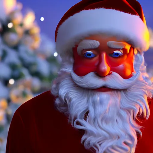 Image similar to high quality photo of santa claus as a gangsta, movie still, cinematic, 8 k, unreal engine, 3 d render