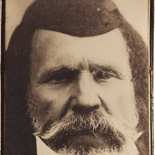 Image similar to close up photo of a 19th century veteran by Diane Arbus and Louis Daguerre