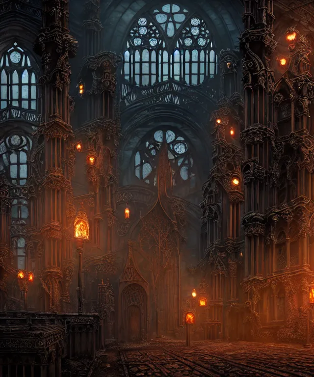 Image similar to steam necropolis, memento mori, gothic, neo - gothic, art nouveau, hyperdetailed copper patina medieval icon, stefan morrell, philippe druillet, ralph mcquarrie, concept art, steampunk, unreal engine, detailed intricate environment, octane render, moody atmospherics, volumetric lighting, ultrasharp, ominous, otherworldly