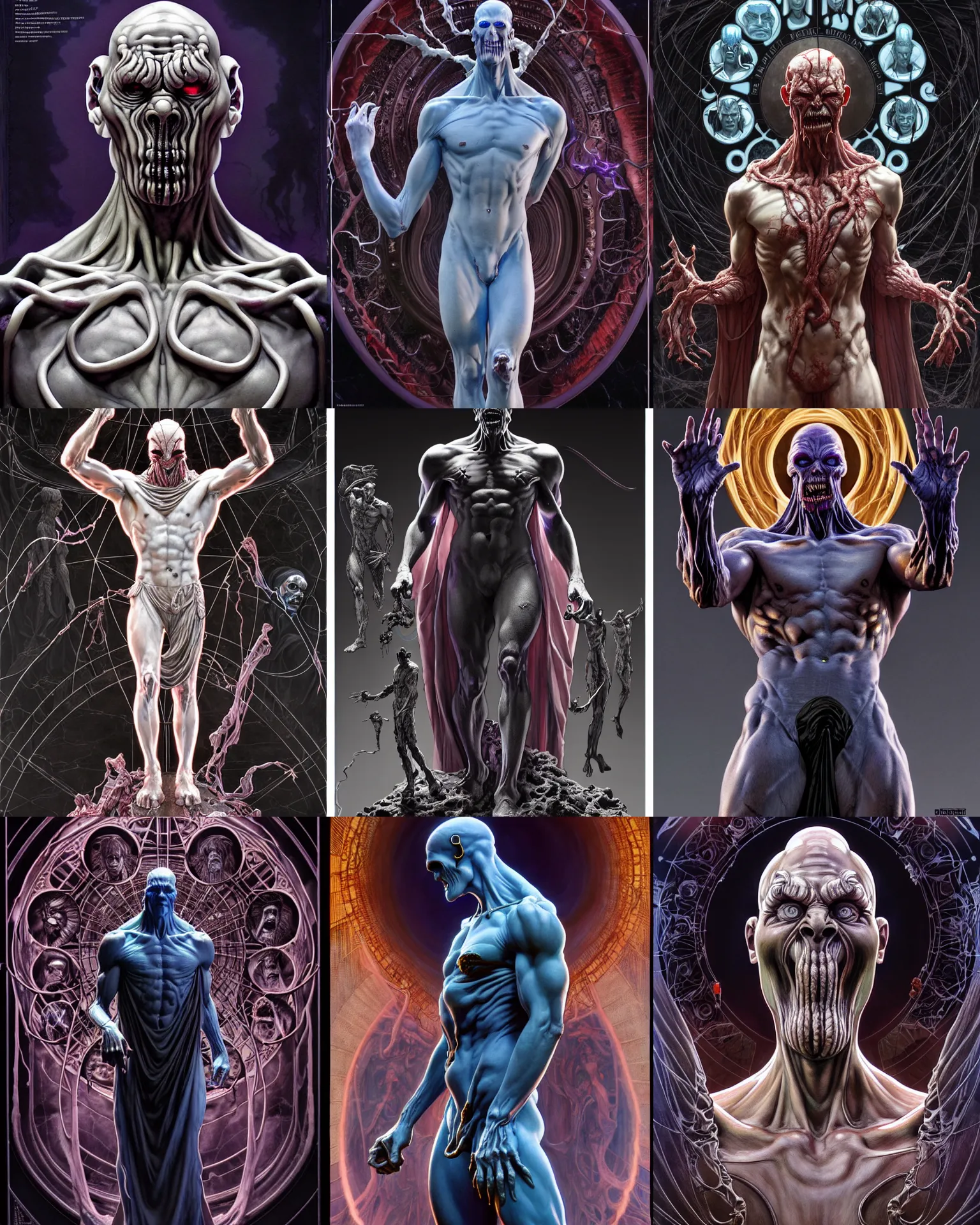 Prompt: the platonic ideal of marble statue of cletus kasady ultimate carnage thanos dementor doctor manhattan chtulu nazgul, detailed, intricate, hyperrealism, intense, scary, decay, dmt, art by brock hofer and artgerm and greg rutkowski and alphonse mucha