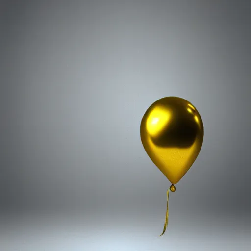 Prompt: 3D render of a Gold balloon dog, white background