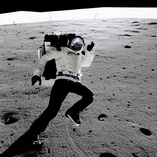 Prompt: michael jackson moonwalking on the moon, creative photo manipulation, photoshop