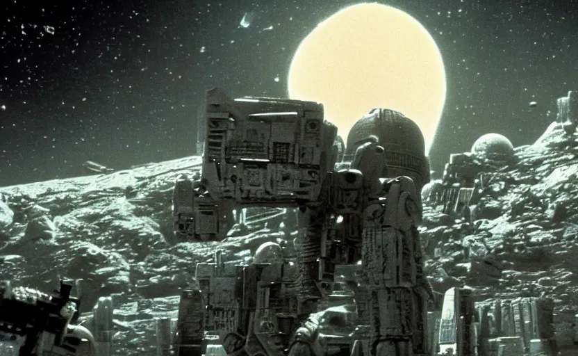 Prompt: cinematic still image of the imperial galactic empire sci fi mexican boarder wall scene from 1 9 8 0 s empire strikes back, 3 5 mm imax, moody iconic scene, action scene, beautiful detailed scene, color kodak, directed by kubrick