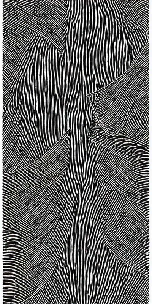 Prompt: illustration vector fine line art of a white string on a full black background