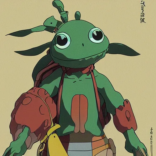 Prompt: anthropomorphic turtle hero by studio ghibli