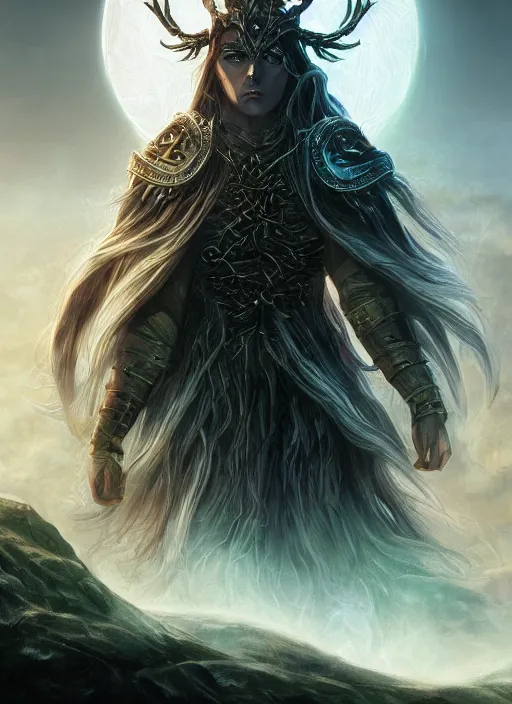 Image similar to divine being, ultra detailed fantasy, elden ring, realistic, dnd character portrait, full body, dnd, rpg, lotr game design fanart by concept art, behance hd, artstation, deviantart, global illumination radiating a glowing aura global illumination ray tracing hdr render in unreal engine 5