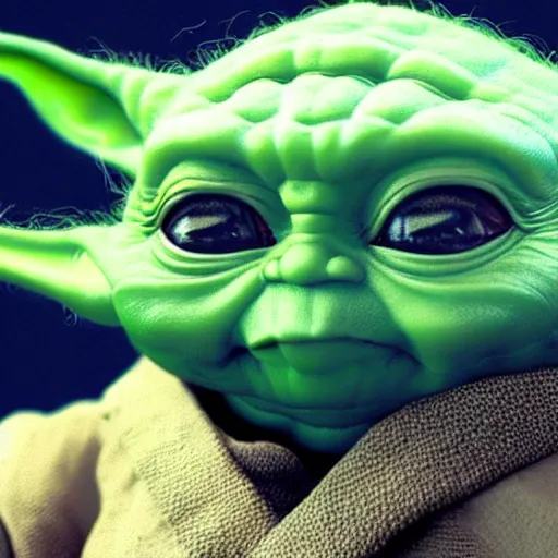 Image similar to “ baby yoda head on the body of brock lesnar, hiperrealist, photorealist, unreal engine 5, 4 k uhd ”