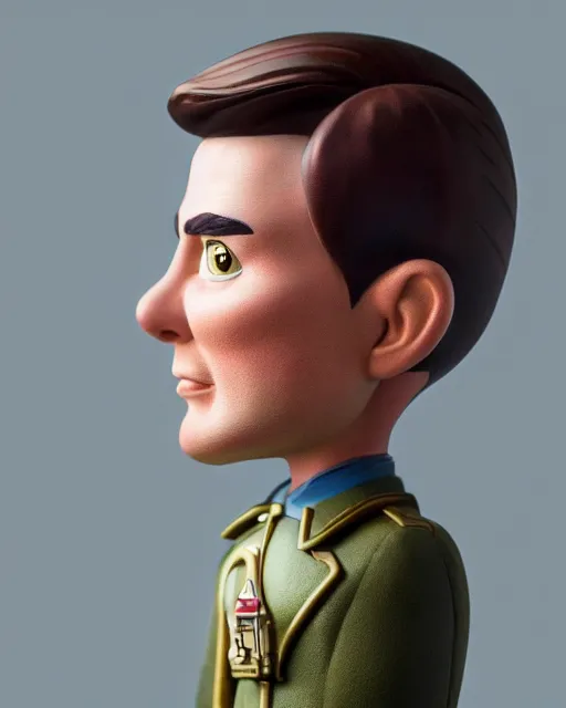 Image similar to highly detailed closeup, face profile portrait of a low poly tin toy tom cruise, depth of field, nicoletta ceccoli, mark ryden, lostfish, max fleischer, breathtaking, detailed and intricate environment, 8 k resolution, hyperrealistic, octane render