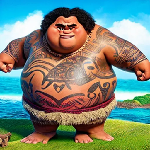 Prompt: Danny Devito in Moana, still from movie Moana