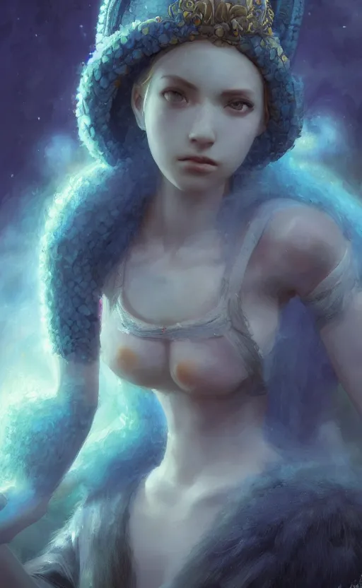 Image similar to a girl from final fantasy live action, marge simpson, evocative, mystical night, very very very very detailed, award winning, masterpiece digital painting by greg rutkowski, alex grey, artstation, 4 k wallpaper