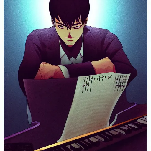 Image similar to portrait of the jazz pianist, anime fantasy illustration by tomoyuki yamasaki, kyoto studio, madhouse, ufotable, comixwave films, trending on artstation