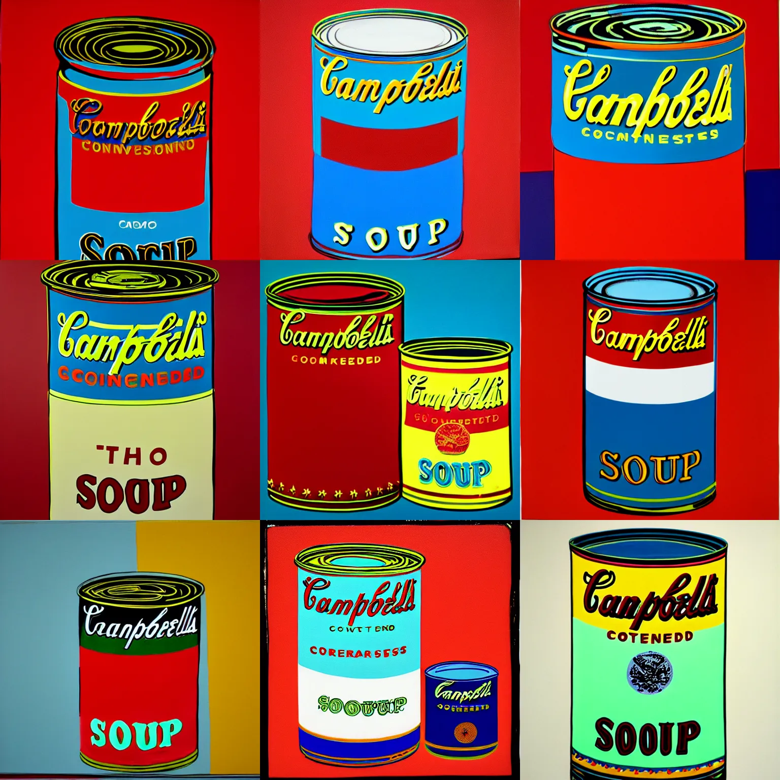 Prompt: a painting of a soup can by Andy Warhol