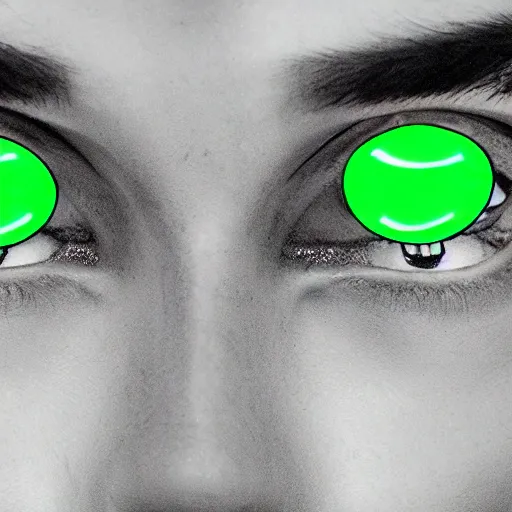 Prompt: [Robot(ian) { eyes(huge + luminous +glowing) }]