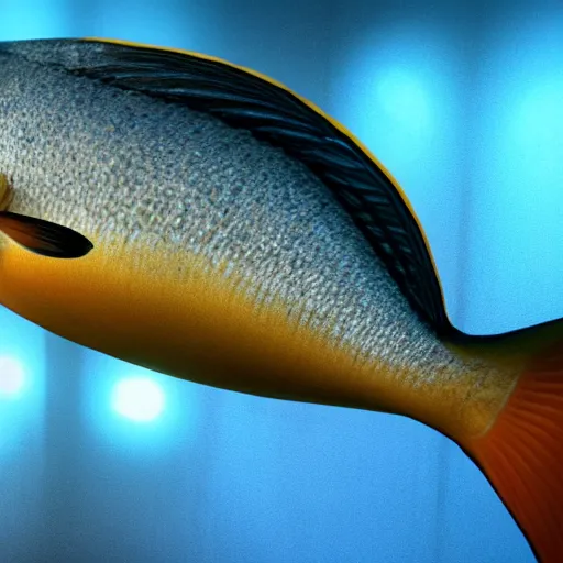 Prompt: still photo of fish, highly detailed, photorealistic portrait, bright studio setting, studio lighting, crisp quality and light reflections, unreal engine 5 quality render