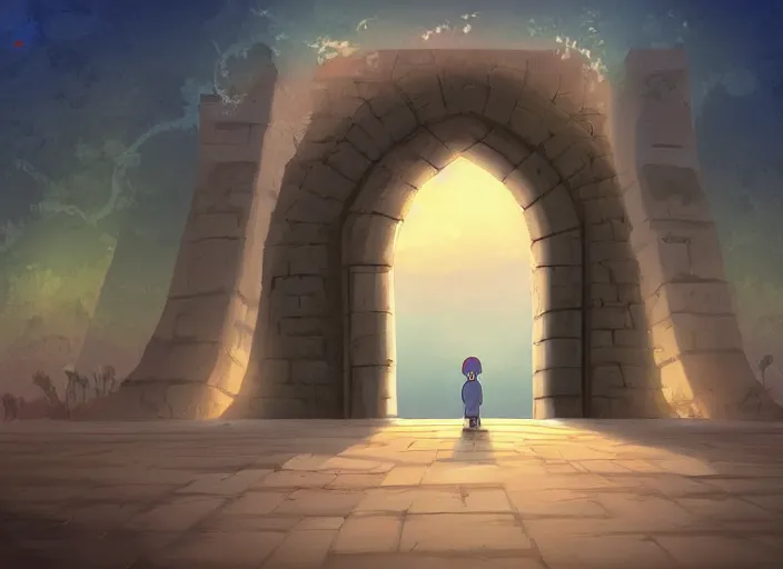 Prompt: wall with portal to jeddah city, digital painting, concept art, smooth, sharp focus, illustration by studio ghibli