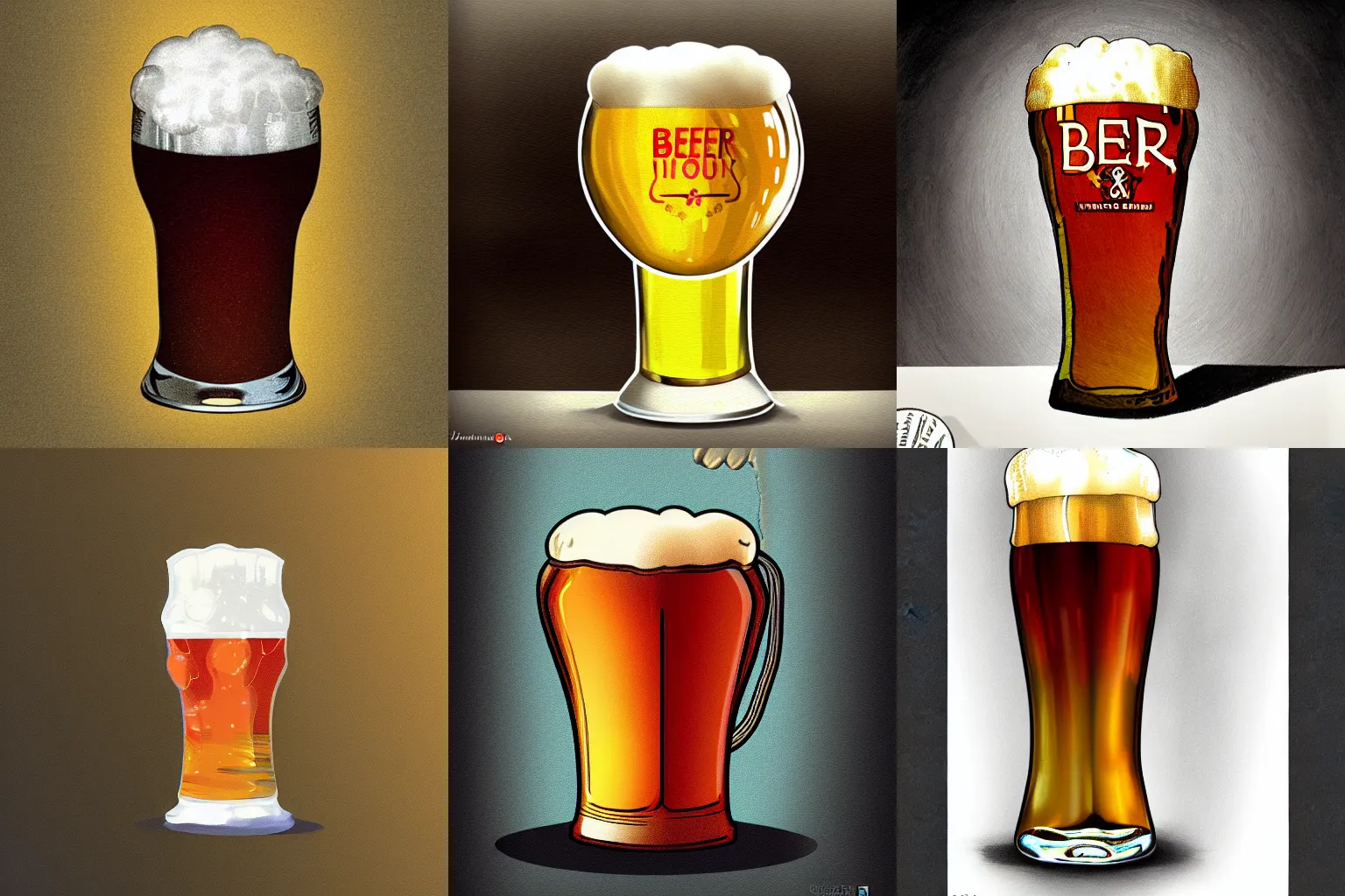 Prompt: beer in glass, illustration, digital paint, poster