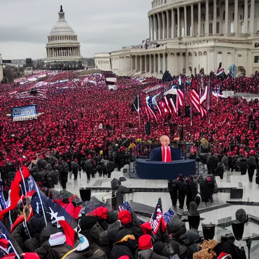 Image similar to the capitol is stormed on January 6 and Donald Trump is crowned King