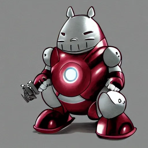 Image similar to Totoro as iron man, lit eyes product photo, studio lighting