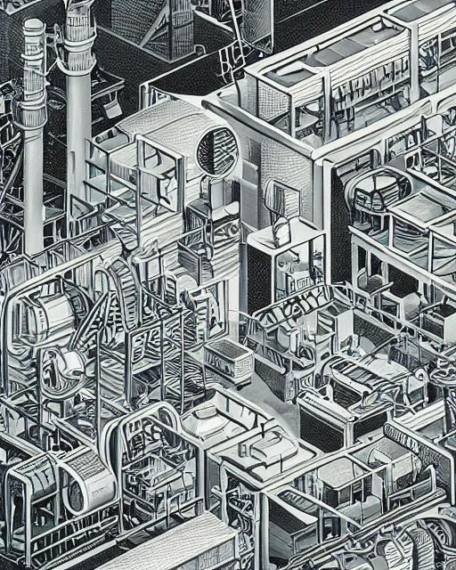 Image similar to a detailed matte illustration of a factory with a beautiful face by julia hetta and robert h hudson