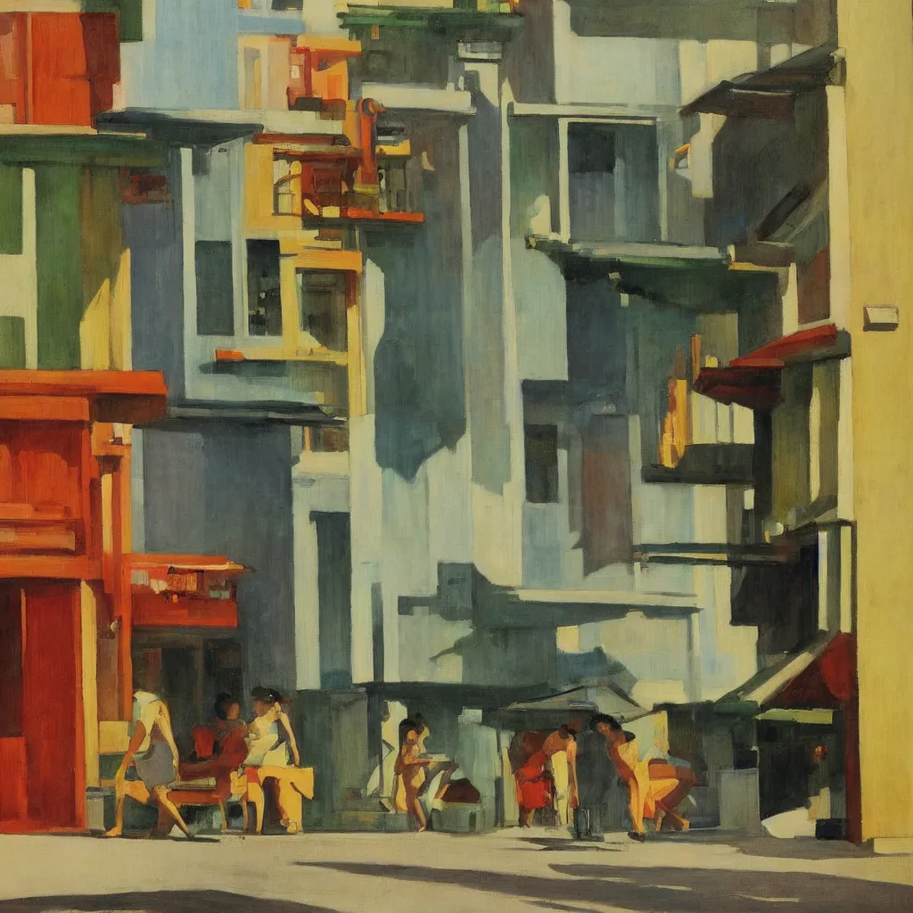 Prompt: singapore - painted by edward hopper