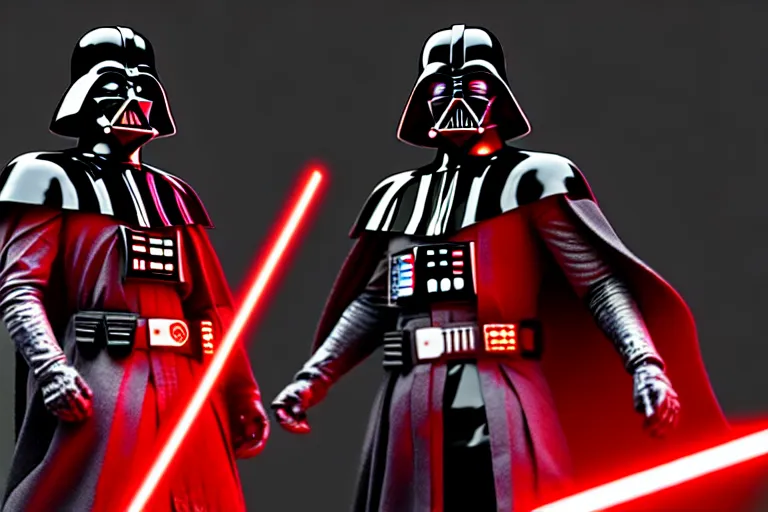 Image similar to darth vader as a battle - hardened samurai demon warlord with sinister kabuto and terrifying men - yoroi mask, with armor intricately engraved with glowing red ancient rune symbols, and adorned with demon skulls, by ayami kojima, unreal engine 5, octane render, 3 d