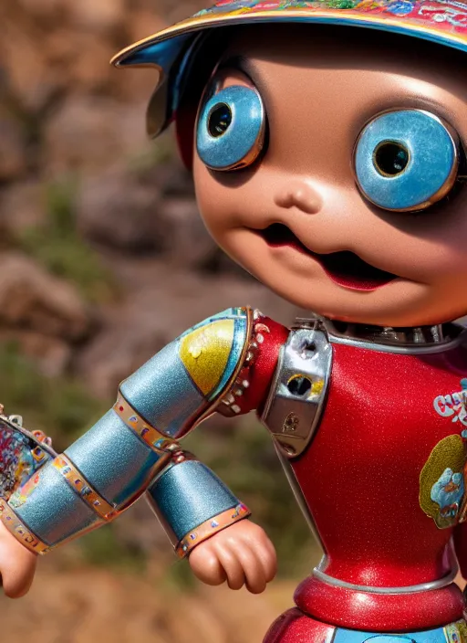 Image similar to highly detailed closeup, profile portrait of a tin toy tin toy greta thunberg bikini mini - skirt, unreal engine, nicoletta ceccoli, mark ryden, earl norem, lostfish, global illumination, detailed and intricate environment