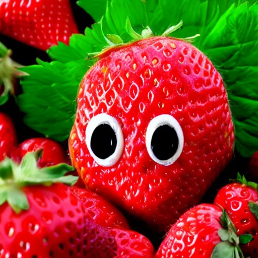 Image similar to strawberry creature with multiple eyes