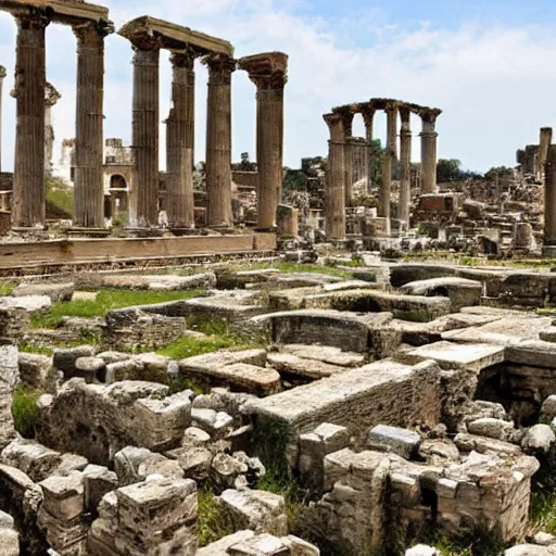 Image similar to ancient roman city in ruins of blight and plague