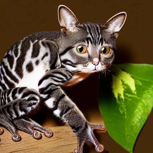 Image similar to a cat - frog - hybrid, animal photography