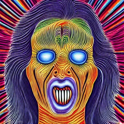 Image similar to A Person Mid Sneeze, in the art style of Alex Grey,