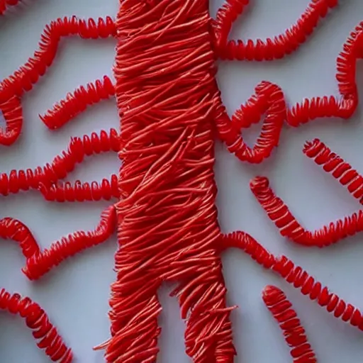 Image similar to a person made of twizzlers