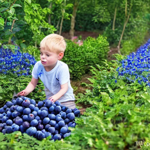 Image similar to a boy steals blueberries from a british garden, hyper realistic, 4 k, photo