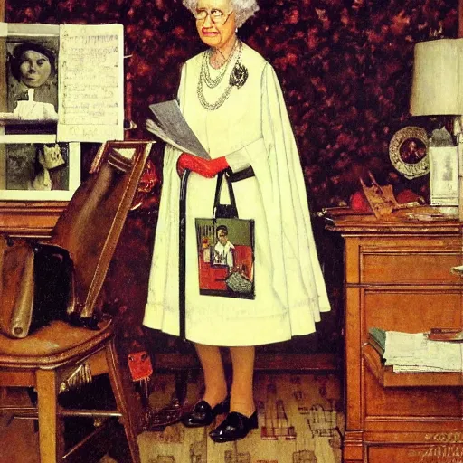 Prompt: The Queen of the Lawyers. A painting by Norman Rockwell.